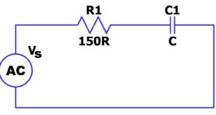 مدار اندازه‌گیری ظرفیت خازن (C) در یک مدار RC سری با ولتاژ متناوب (AC) و فرکانس مشخص