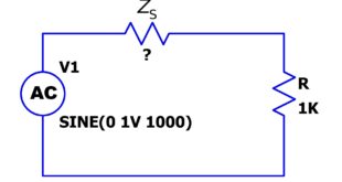 محاسبه امپدانس داخلی یک منبع جریان متناوب